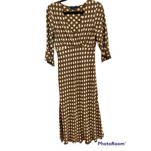 Women's Boden brown polka dotted midi dress Size 12R